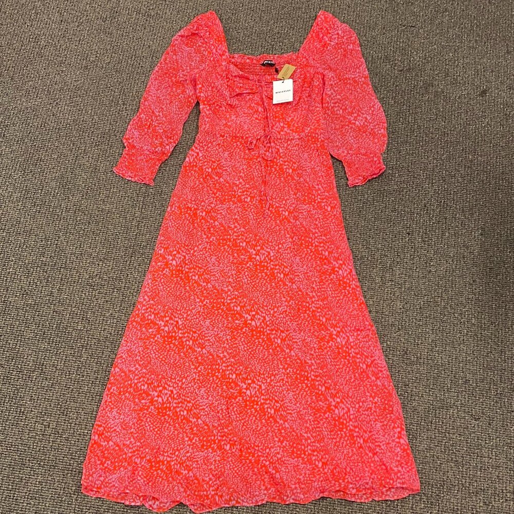 NWT! WHISTLES Diagonal Leopard Midi Dress In Pink / Womens Size US 4